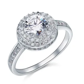 1 Carat Round Cut Created Zirconia Wedding Engagement Sterling 925 Silver Ring MJXFR8035