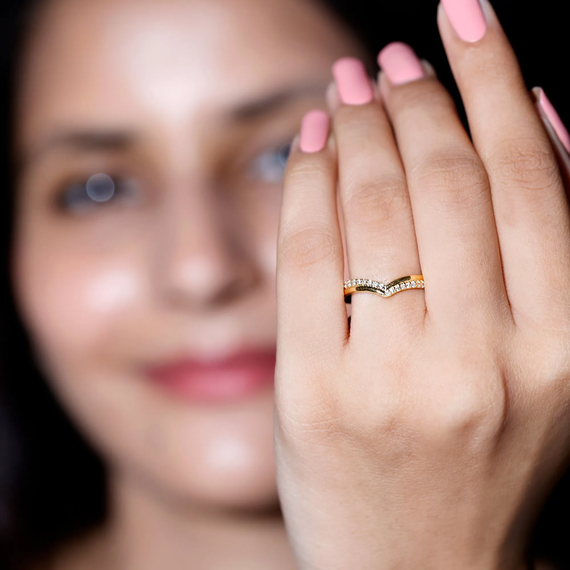 Elegant Diamond Chevron Ring in Pave Setting for Women
