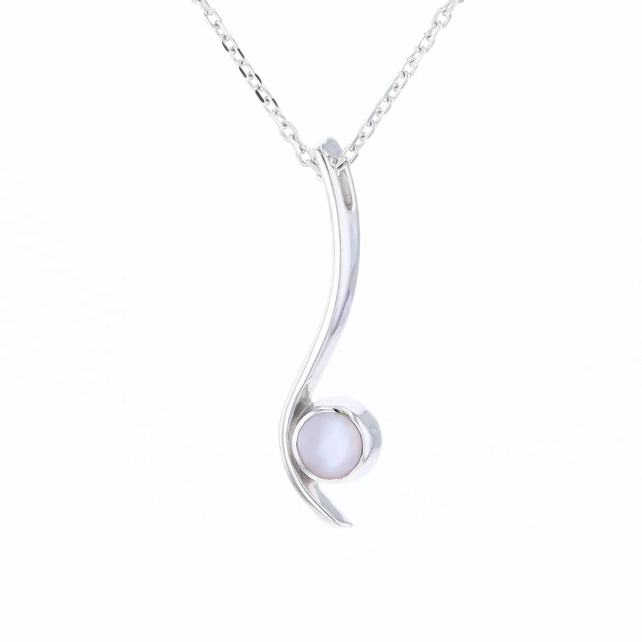 Mother Of Pearl Round Inlaid Curved Bar Pendant