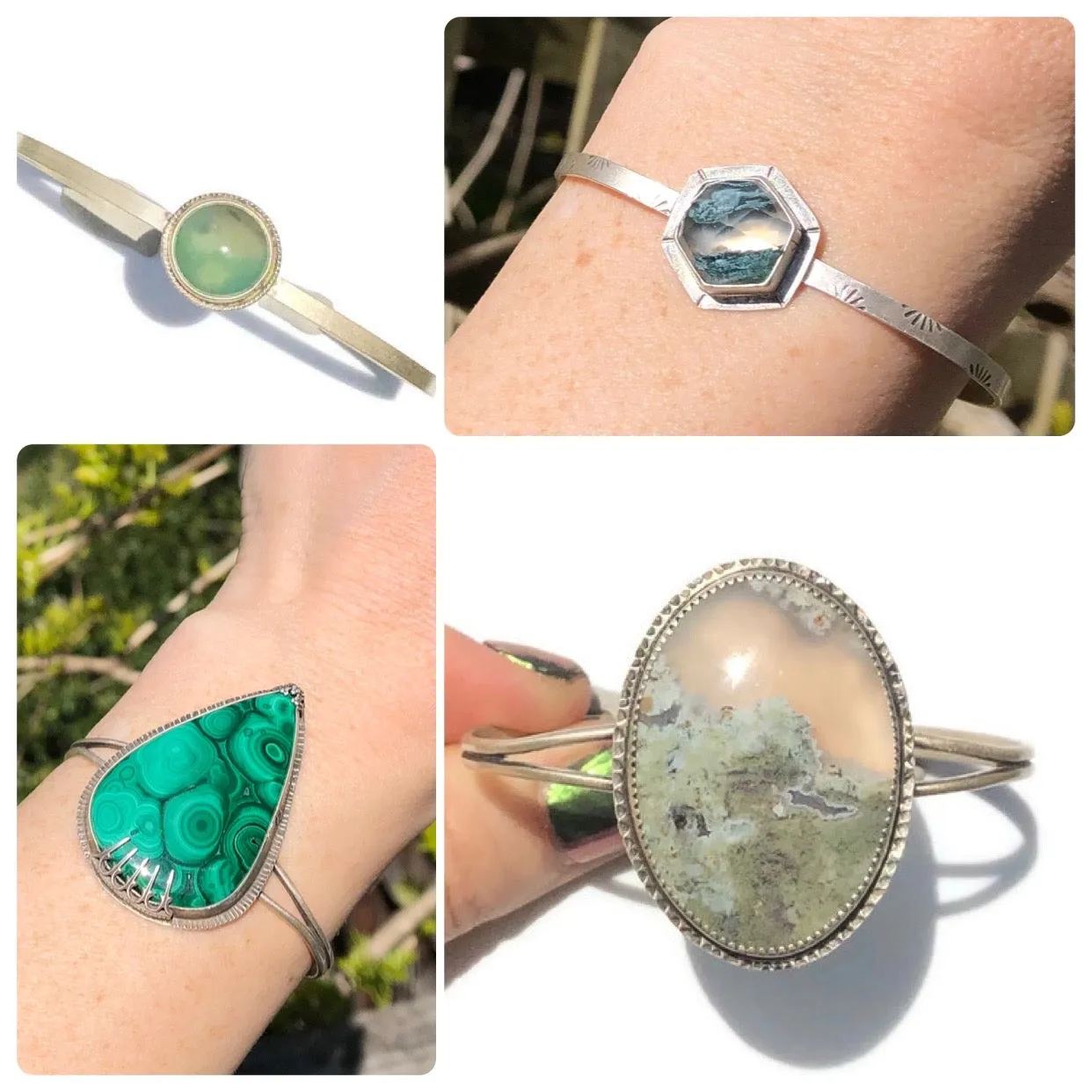 Round Chrysoprase Cuff Bracelet